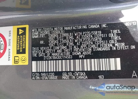 2013 Lexus Rx 350 z USA, uszkodzony, nr VIN 2T2ZK1BA3DC114563